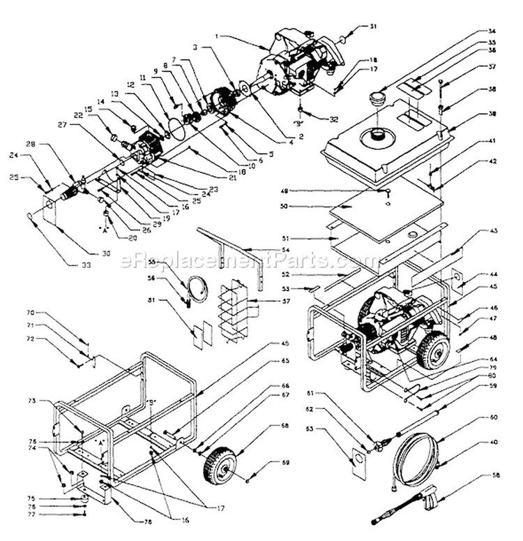 Page A Diagram and Parts List for 0766-0  Briggs and Stratton Pressure Washer